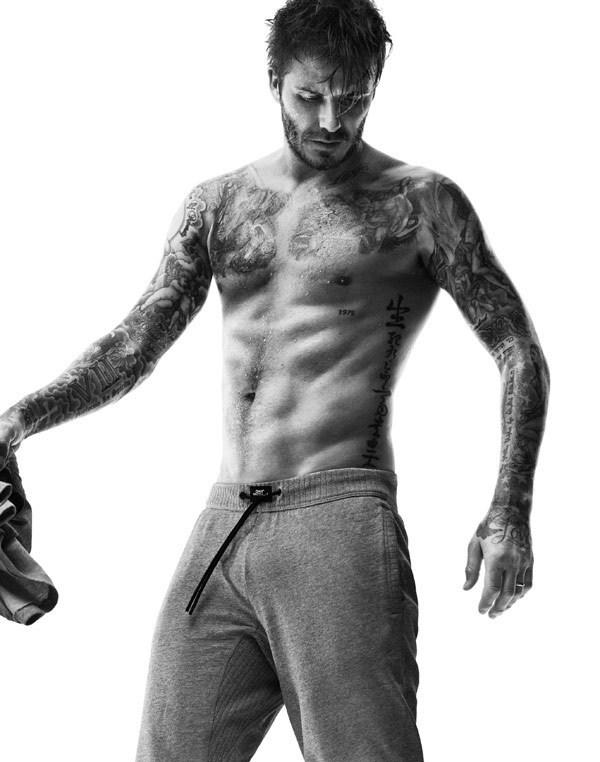 点击大图看下一张：贝克汉姆登内衣广告 肌肉映纹身狂野性感