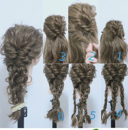 点击大图看下一张：长发编发图片大全 优雅法式编发马尾辫合集