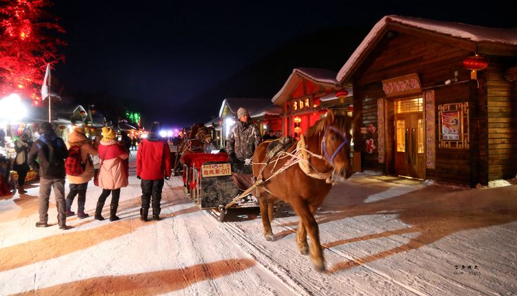 点击大图看下一张：雪乡夜色