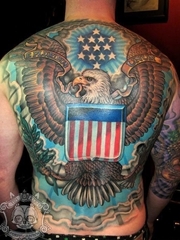 男性背部满背超霸气白头鹰纹身图案