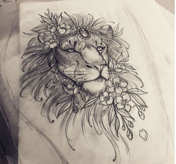 点击大图看下一张:霸气的狮子王纹身图案手稿素材图片