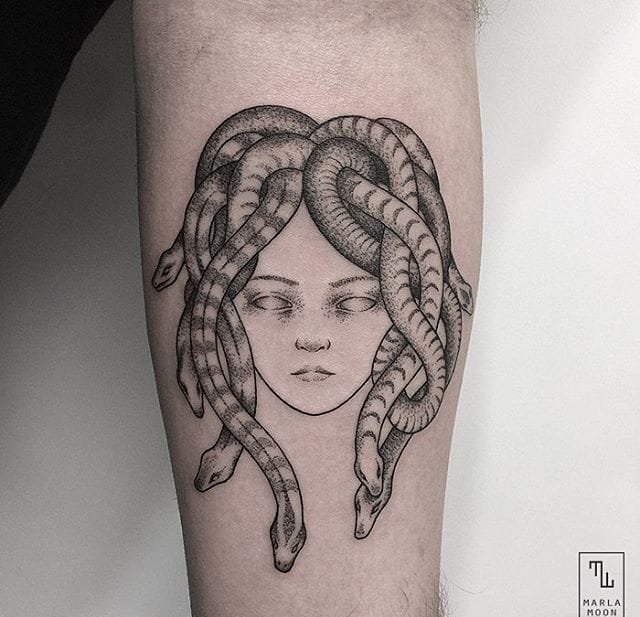 点击大图看下一张：多款细致古怪的纹身图案作品来自玛勒