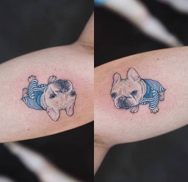 点击大图看下一张：多款微型小清新宠物狗纹身图案来自索尔