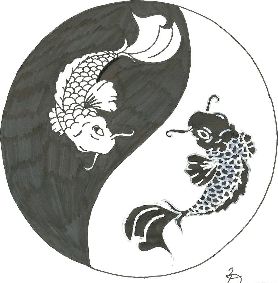 点击大图看下一张：多款阴阳八卦纹身图案手稿素材图片