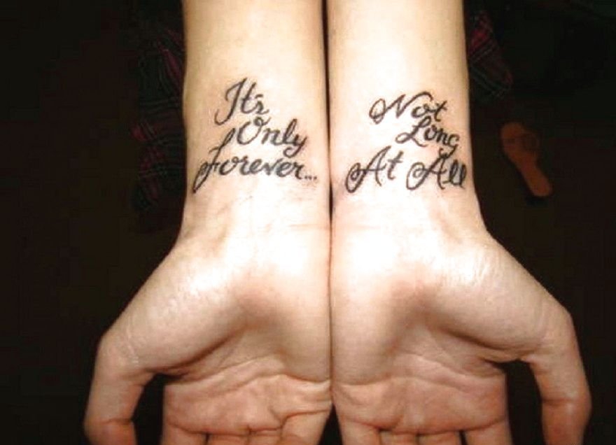 点击大图看下一张:手腕处的多式样英文字纹身图案