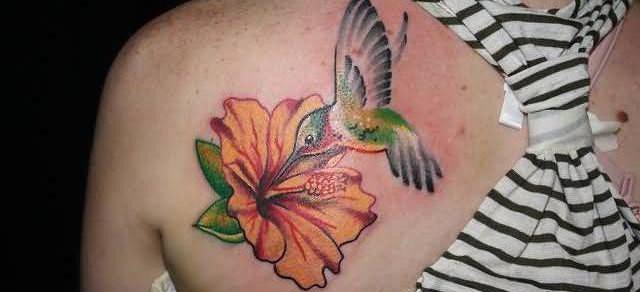 点击大图看下一张:多款女孩喜爱的蜂鸟纹身图案