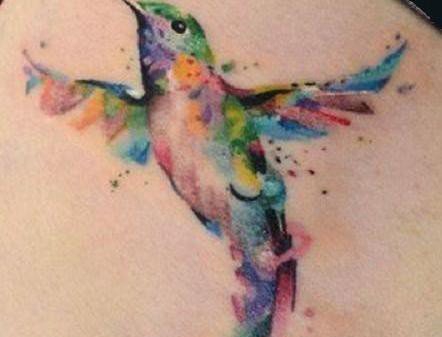 点击大图看下一张：多款女孩喜爱的蜂鸟纹身图案