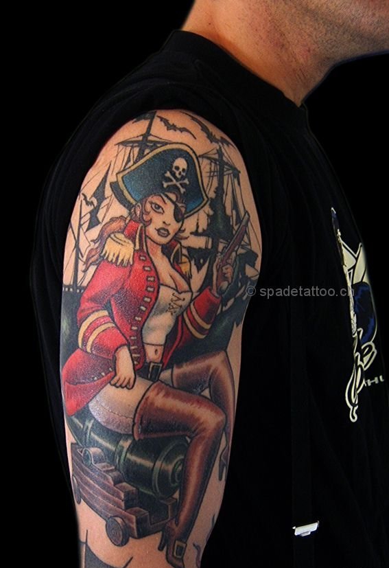 点击大图看下一张：多种风格海盗人物主题纹身图案