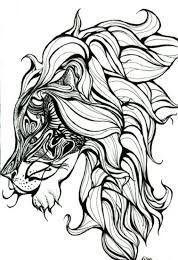 点击大图看下一张：15款多风格狮子图腾纹身图案手稿素材