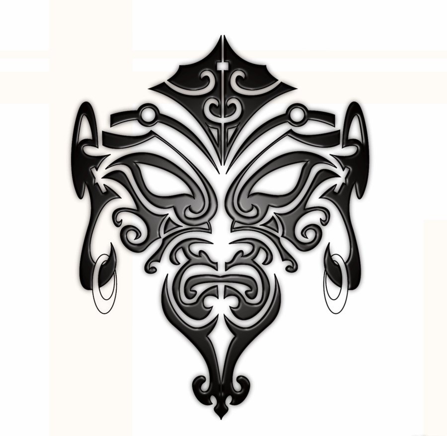 点击大图看下一张：帅气的毛利人面部图腾纹身图片手稿