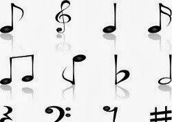 点击大图看下一张：多款精致的音符纹身图案手稿素材