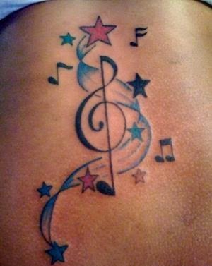 点击大图看下一张：各种个性的音符纹身图案