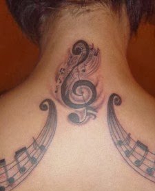 点击大图看下一张：各种个性的音符纹身图案