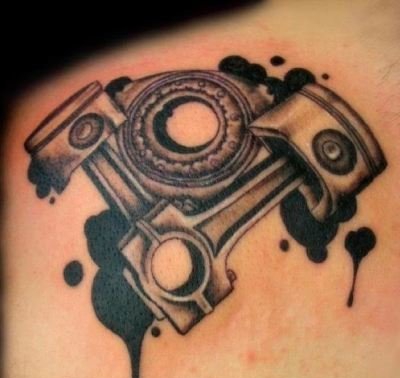 点击大图看下一张:男性喜爱的代表激情燃烧与动力的活塞纹身图案