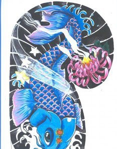 点击大图看下一张：几款锦鲤纹身图案手稿素材