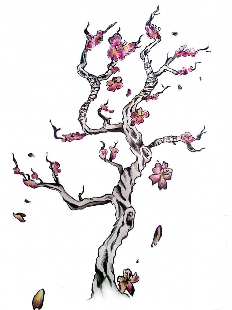 点击大图看下一张：女性身上漂亮的大树纹身图案