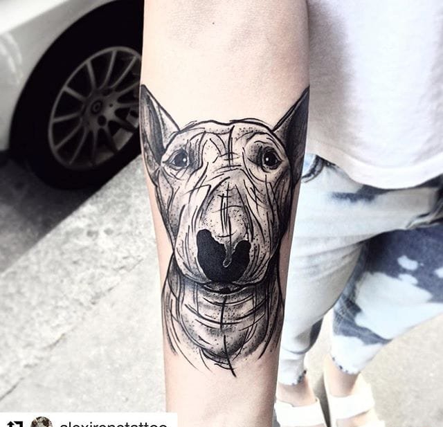 点击大图看下一张：11款厉害的宠物狗（牛头梗）纹身图案