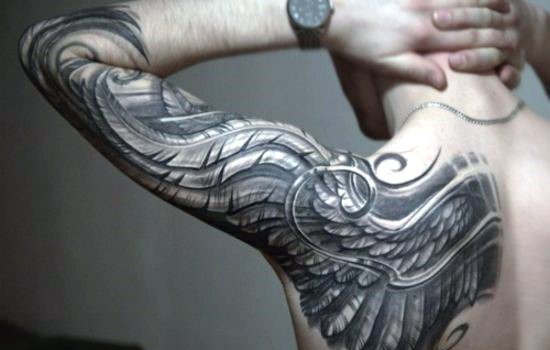 点击大图看下一张：多款男性帅气的手臂上的天使翅膀纹身图案