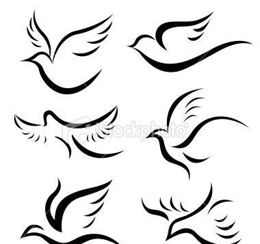 点击大图看下一张：简洁帅气的鸽子纹身图案手稿素材