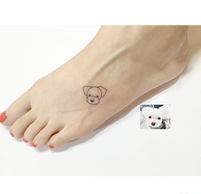 点击大图看下一张：女生和自己的小清新超级小可爱宠物纹身图案