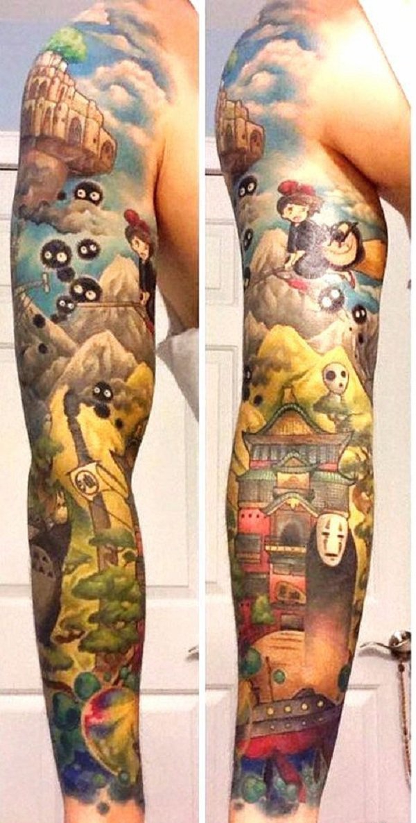 点击大图看下一张:手臂上的漂亮的水彩画风格纹身图案