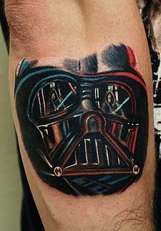 点击大图看下一张:星球大战里的面具人物形象绝地武士纹身图案