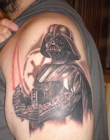 点击大图看下一张：星球大战里的面具人物形象绝地武士纹身图案