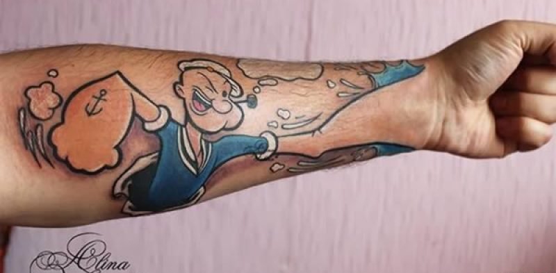 点击大图看下一张:手臂可爱的大力水手波比纹身图片