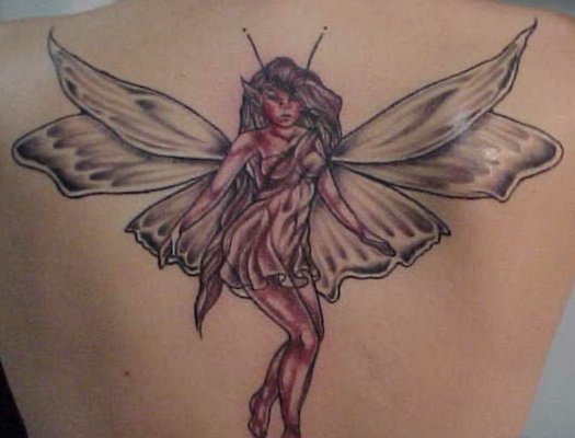 点击大图看下一张：美女身上多款漂亮可爱的精灵纹身图案