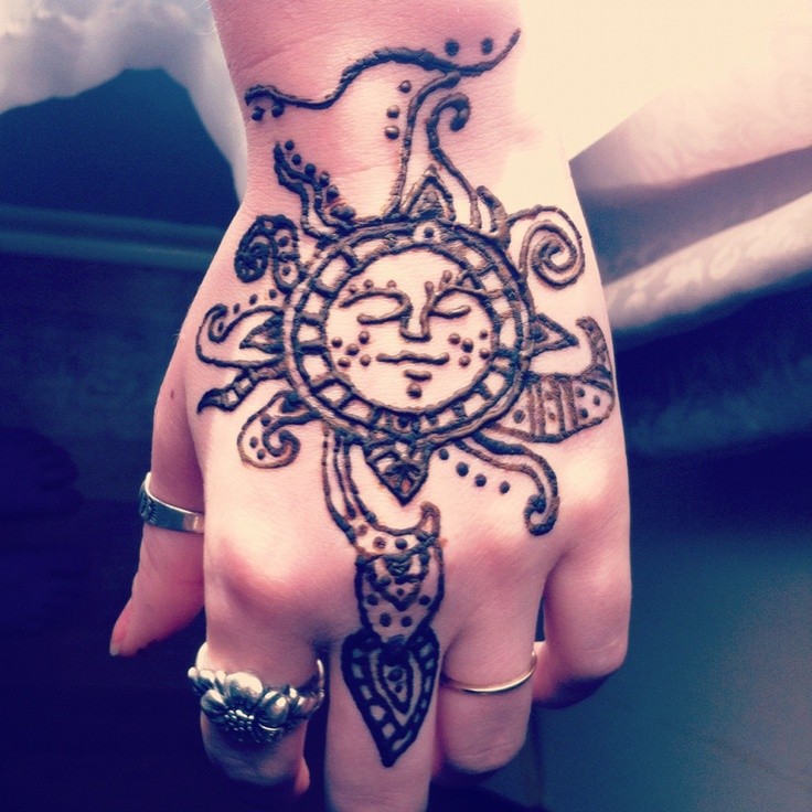 点击大图看下一张：手背漂亮的太阳图腾纹身