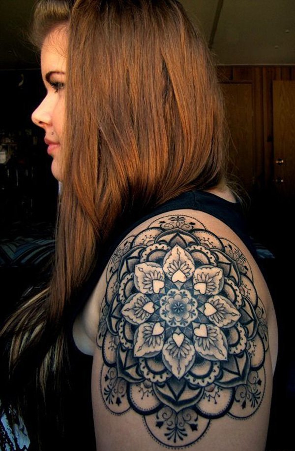 点击大图看下一张：24款漂亮的几何花纹身曼陀罗图案纹身