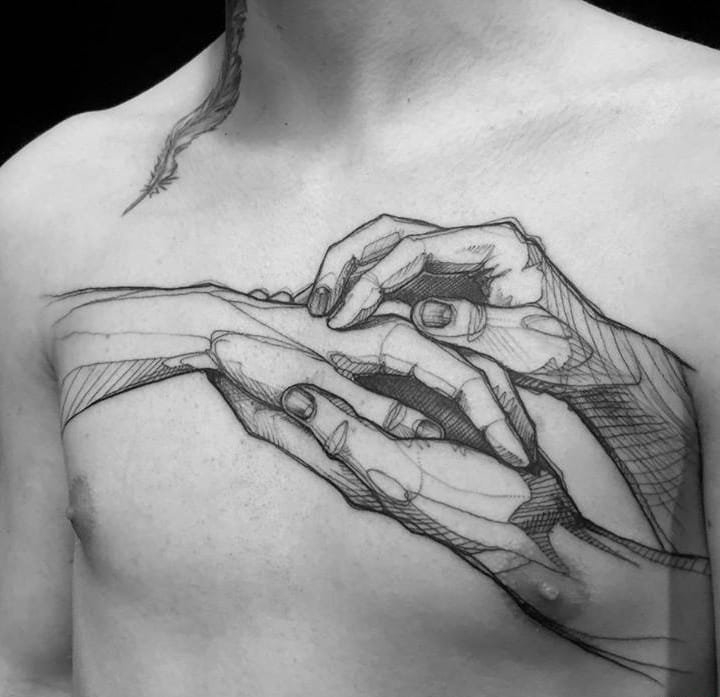 点击大图看下一张：多款黑色现代纹身艺术技法素描纹身图案