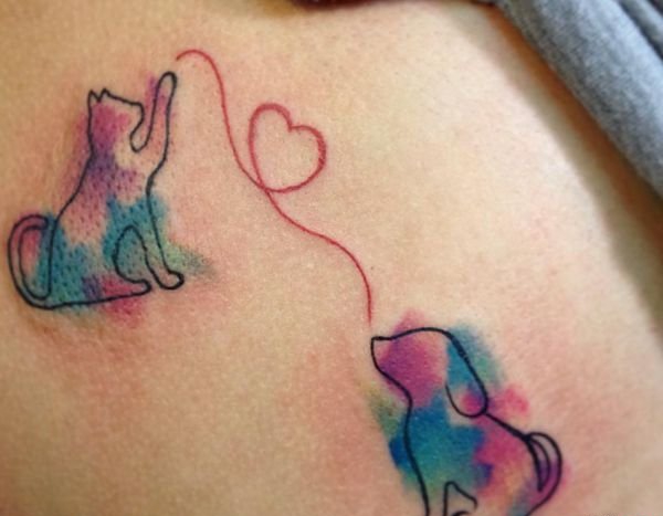 点击大图看下一张：30款多种风格可爱的宠物猫纹身图案