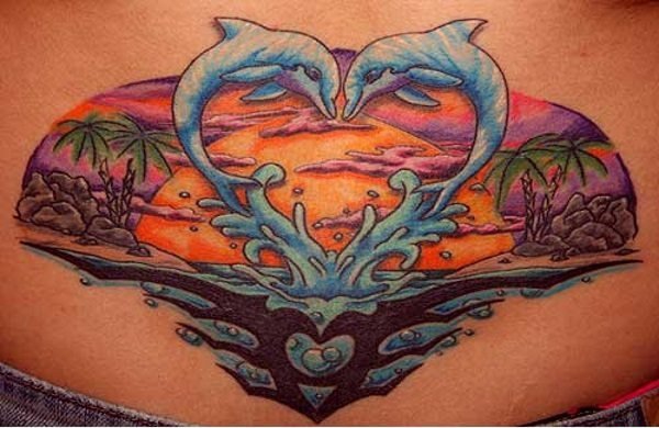 点击大图看下一张：15款漂亮的海豚纹身图案