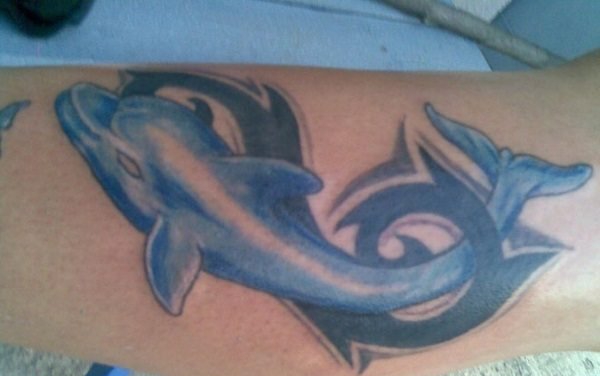 点击大图看下一张:15款漂亮的海豚纹身图案