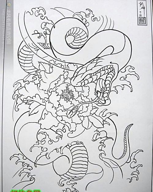 点击大图看下一张：恐怖的蛇手稿素材图案