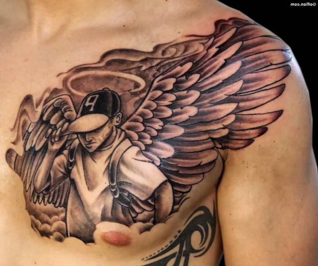 点击大图看下一张:满胸漂亮的天使翅膀纹身图案