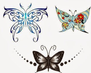 点击大图看下一张：漂亮的多式样的蝴蝶纹身图案手稿素材