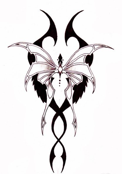 点击大图看下一张：漂亮的多式样的蝴蝶纹身图案手稿素材