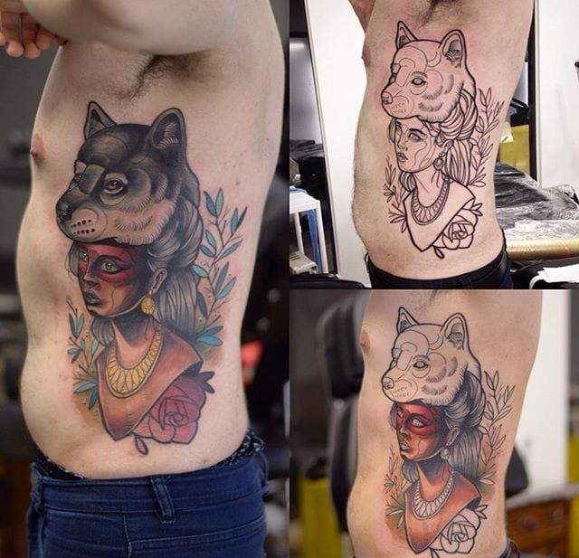 点击大图看下一张：强烈的新传统女士纹身图案来自于纹身师洛博内托