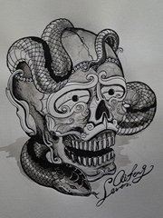 骷髅头与蛇图案素材