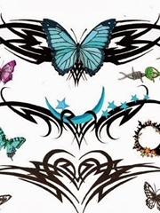 漂亮的多式样的蝴蝶纹身图案手稿素材