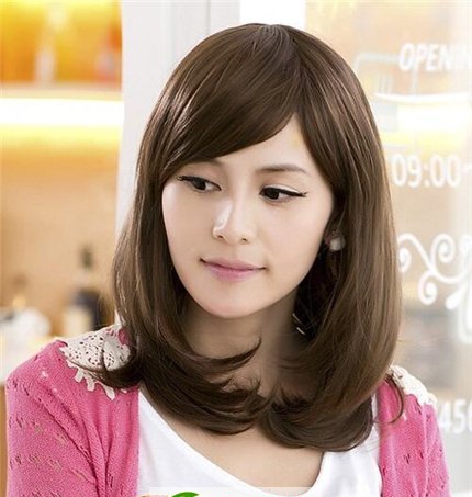 点击大图看下一张：韩式中长梨花头 清纯甜美棕黑发型