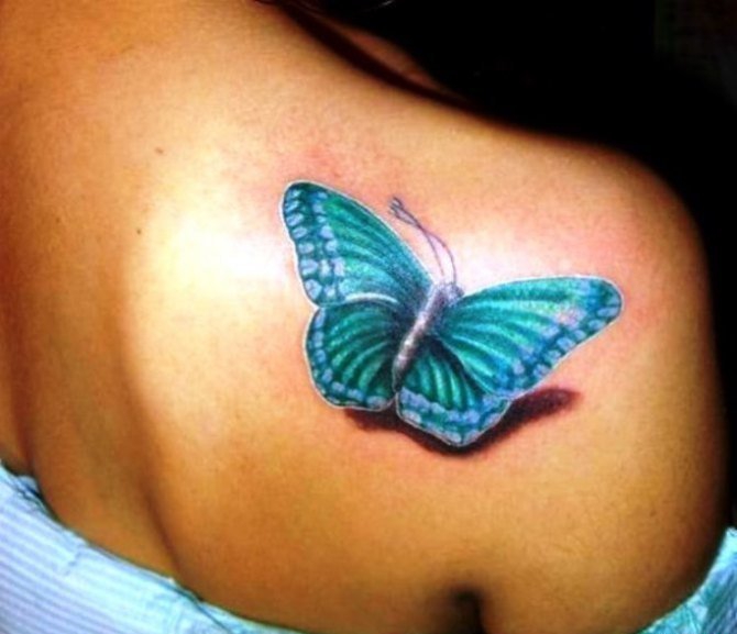 点击大图看下一张：女性喜欢的漂亮的蝴蝶纹身图案