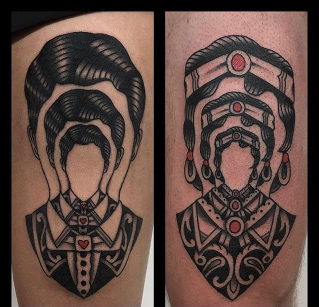 点击大图看下一张:漂亮的超现实主义人物肖像纹身图案