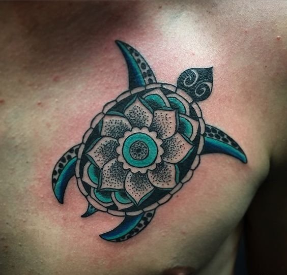 点击大图看下一张：即可爱又帅气的乌龟图腾纹身图案