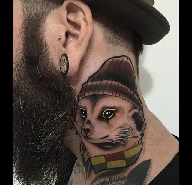 点击大图看下一张：新传统风格的动物头像纹身图案来自于纹身师布莱恩