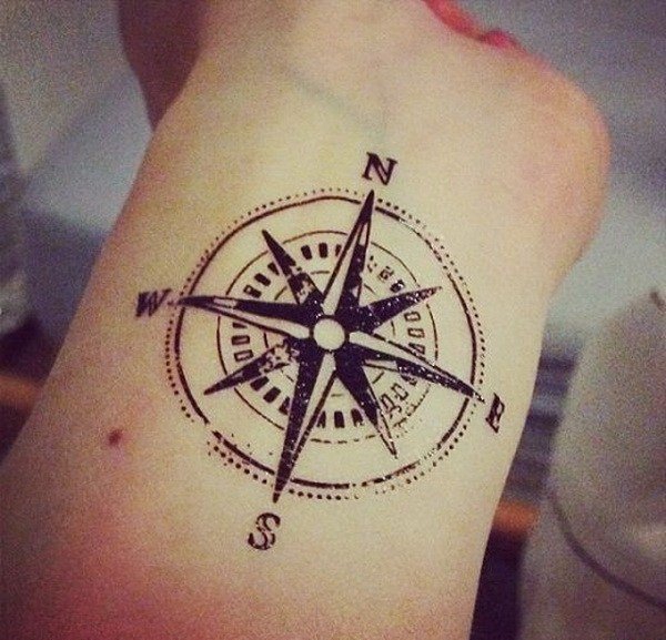 点击大图看下一张：多款漂亮的指南针罗盘纹身图案