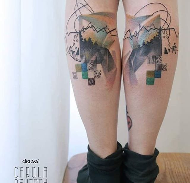 点击大图看下一张：独特的水彩图形纹身图案来自于女纹身师卡罗拉