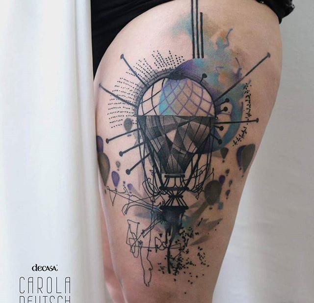 点击大图看下一张：独特的水彩图形纹身图案来自于女纹身师卡罗拉